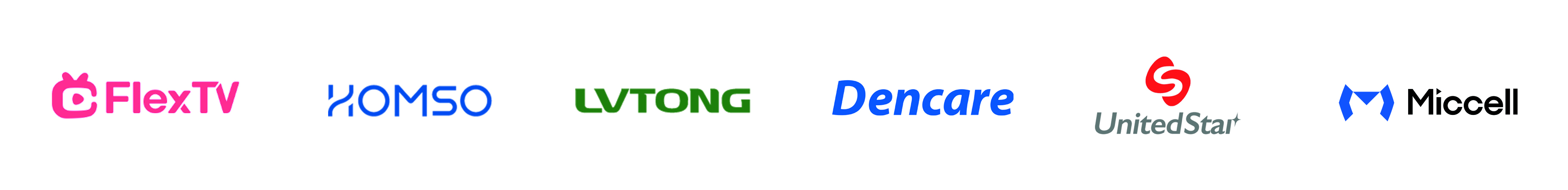 Cooperative brand clients: FlexTV, KOMSO, LVTONG, Dencare, UnitedStar and Miccell